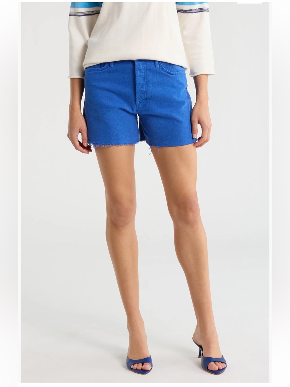 MOTHER The Tripper Cut Off Frayed Hem Denim Shorts